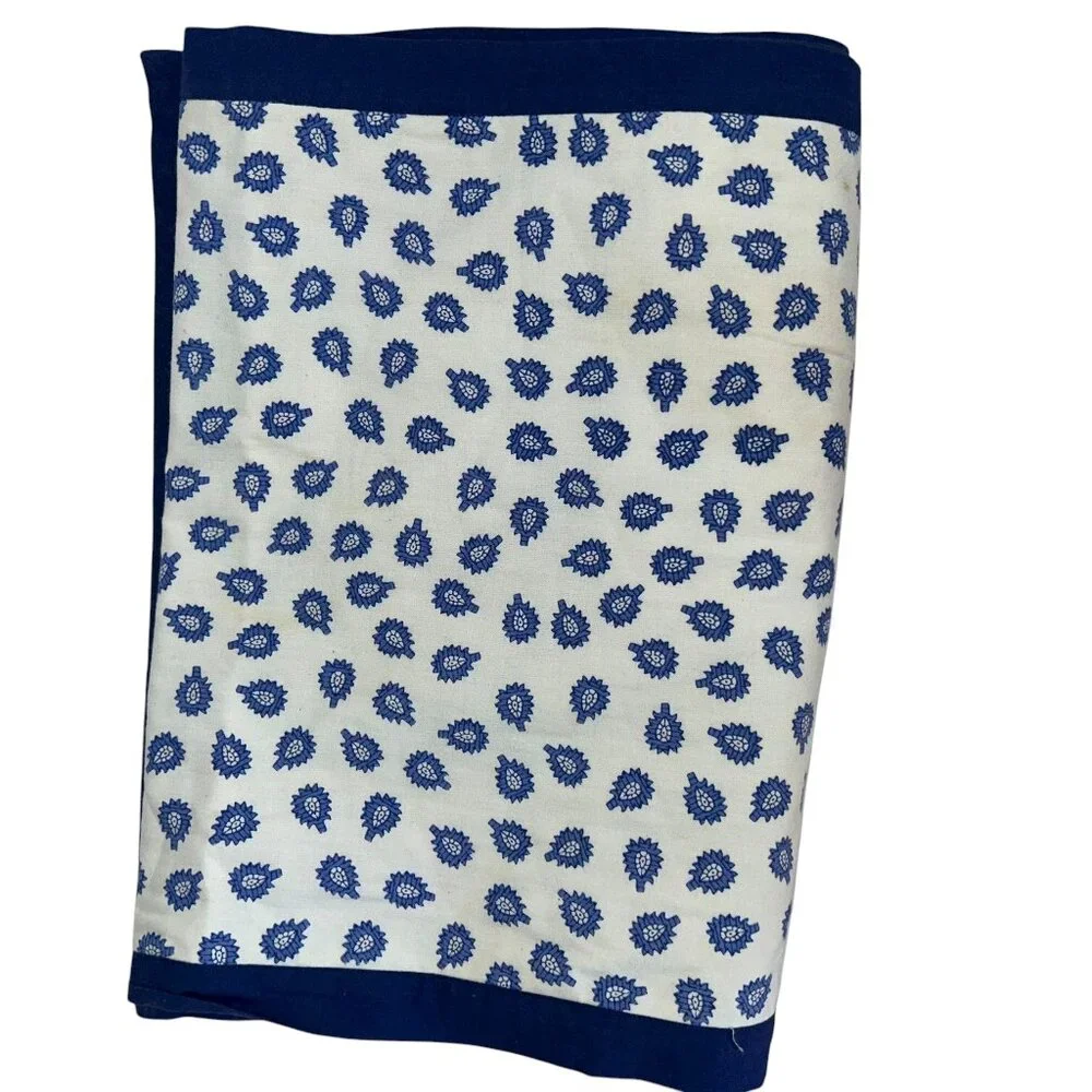 Williams Sonoma blue paisley reversible patchwork plaid cotton table runner